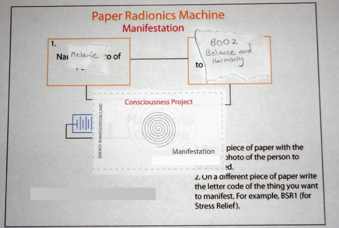 Manifestation Paper Radionics Machine Board Setup to Send Energies to a Person